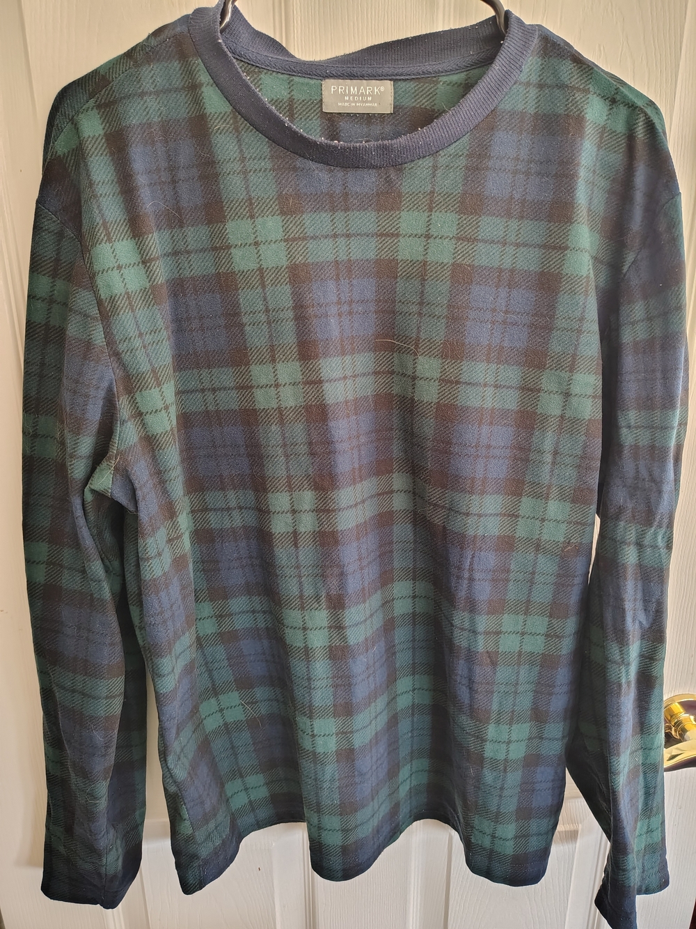 Primark Plaid Long Sleeve Tee - Navy & Green